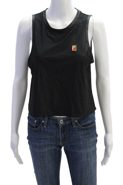 PE Nation Women Cropped Tank Black Crew Neck Sports Size S