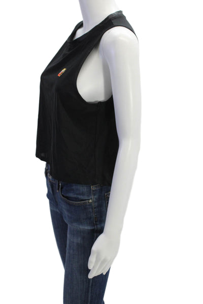 PE Nation Women Cropped Tank Black Crew Neck Sports Size S