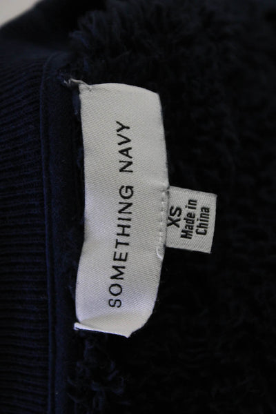 Something Navy Womens Pullover Pocket Front Crew Neck Sweater Navy Size XS
