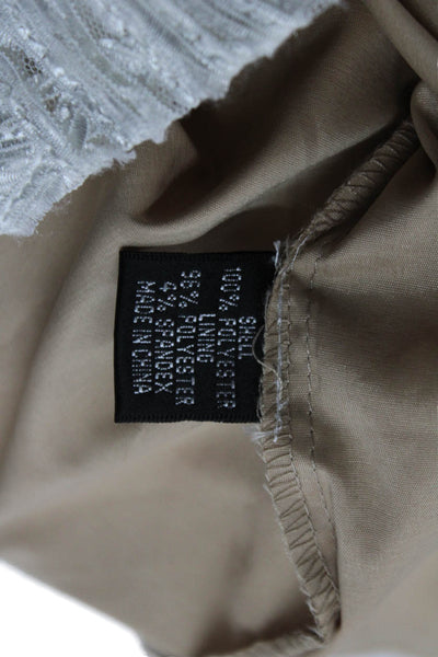 Adrianna Papell Women Beige Shift Dress Knee-Length Geometric Round Neck Size 6