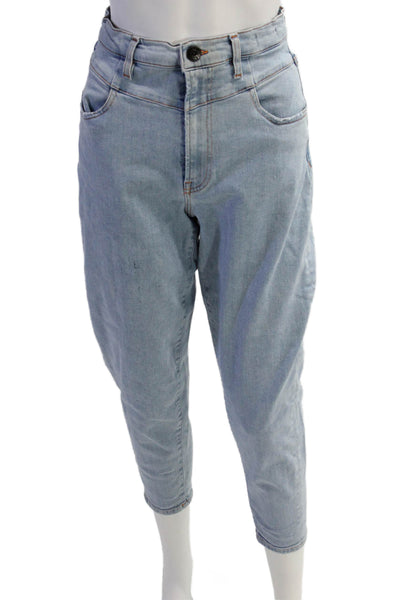 3x1 NYC Womens Cropped Mom High Rise Jeans Light Blue Petite Size 23