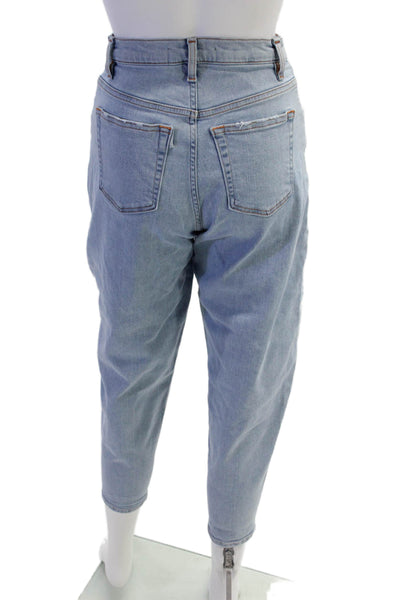 3x1 NYC Womens Cropped Mom High Rise Jeans Light Blue Petite Size 23