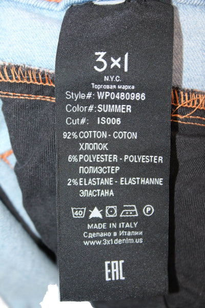 3x1 NYC Womens Cropped Mom High Rise Jeans Light Blue Petite Size 23