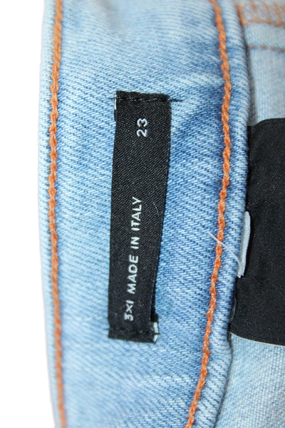 3x1 NYC Womens Cropped Mom High Rise Jeans Light Blue Petite Size 23