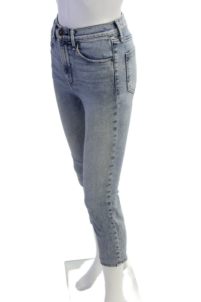 Rag & Bone Women Skinny Ankle Cropped Jeans Light Blue Petites Size 23