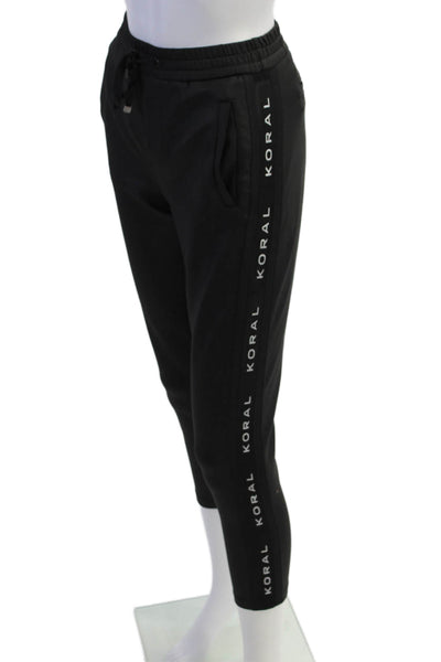 Koral Women's Drawstring Waist Tapered Leg Athletic Pants Black Size S