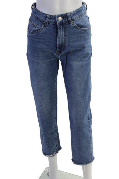 Absolu, Womens Ankle Cropped Mid-Rise Blue Jeans Button Fly Size 34