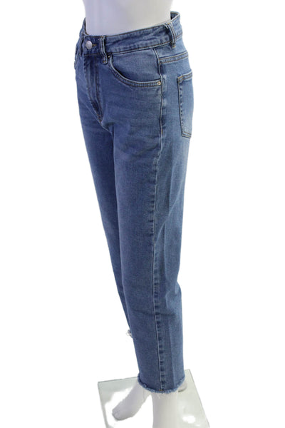 Absolu, Womens Ankle Cropped Mid-Rise Blue Jeans Button Fly Size 34