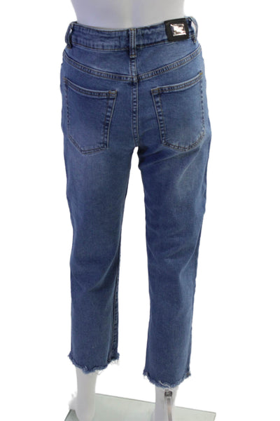 Absolu, Womens Ankle Cropped Mid-Rise Blue Jeans Button Fly Size 34