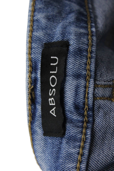 Absolu, Womens Ankle Cropped Mid-Rise Blue Jeans Button Fly Size 34