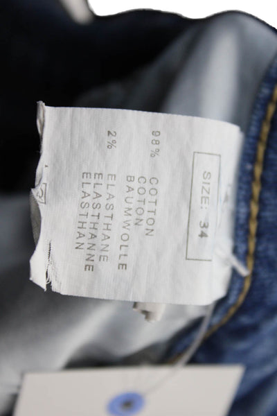 Absolu, Womens Ankle Cropped Mid-Rise Blue Jeans Button Fly Size 34