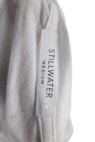 Stillwater Womens Cropped T-Shirt White Crew Neck Long Sleeve Size M