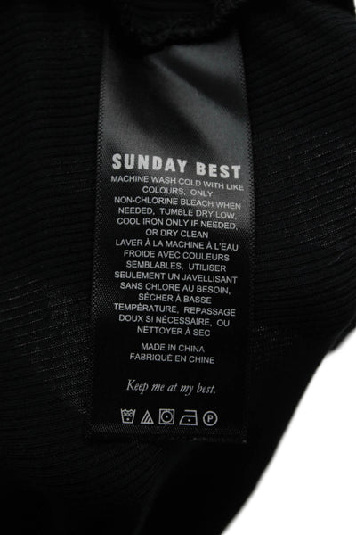 Sunday Best Women Cropped Mock Neck Long Sleeve Black Modal Top Size M