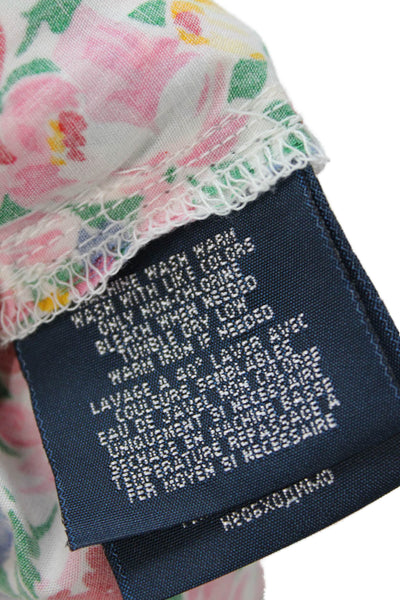 Ralph Lauren Girls Cotton Floral Tie Front A-line Mini Skirt Pink Red Size 14