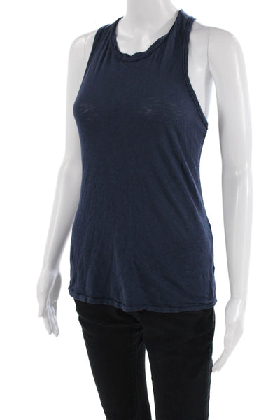 Stateside Womens Basic Jersey Tank Dark Blue Supima Cotton Round Neck Size XS