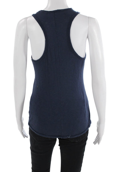 Stateside Womens Basic Jersey Tank Dark Blue Supima Cotton Round Neck Size XS
