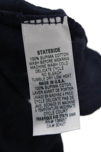 Stateside Womens Basic Jersey Tank Dark Blue Supima Cotton Round Neck Size XS
