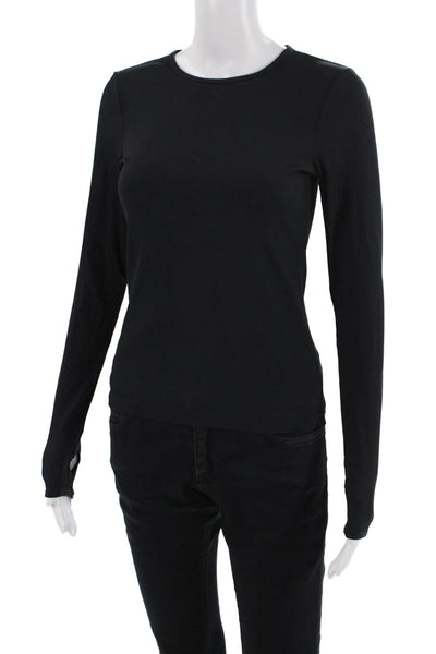 All Access Womens Black Basic Long Sleeve Round Neck T-Shirt Size XS