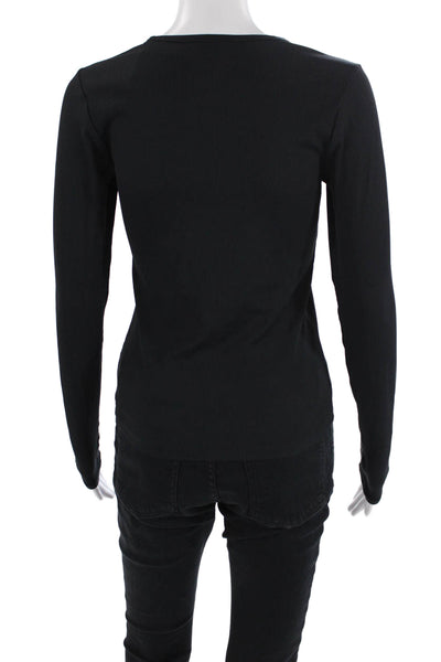 All Access Womens Black Basic Long Sleeve Round Neck T-Shirt Size XS