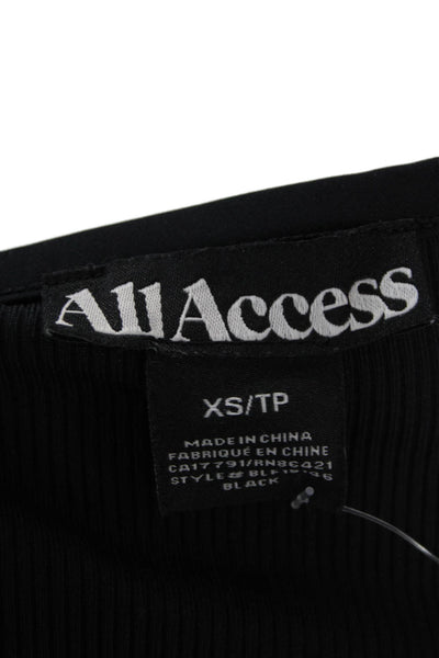All Access Womens Black Basic Long Sleeve Round Neck T-Shirt Size XS