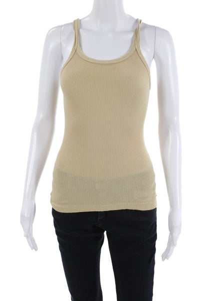 Re/Done Women Camisole Top Beige Cotton Round Neck 90s Basic Size S