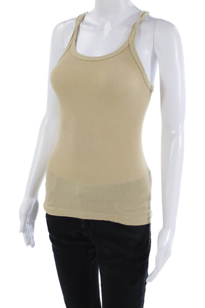 Re/Done Women Camisole Top Beige Cotton Round Neck 90s Basic Size S