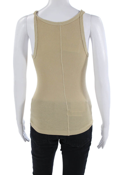 Re/Done Women Camisole Top Beige Cotton Round Neck 90s Basic Size S
