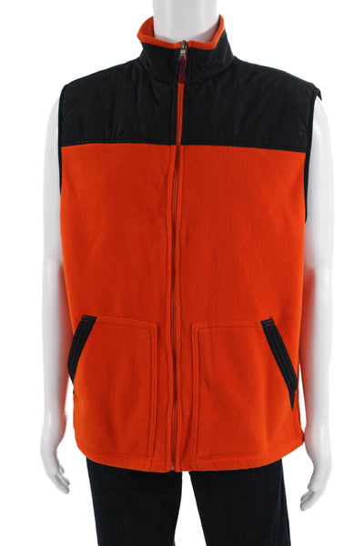 G.H. Bass and Co. Mens Coloblock Zipped Mock Neck Puffer Vest Orange Size L