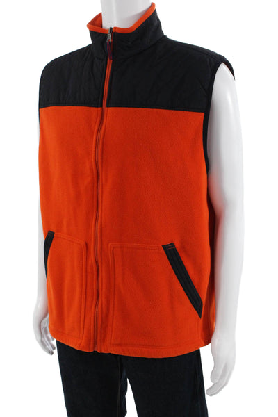 G.H. Bass and Co. Mens Coloblock Zipped Mock Neck Puffer Vest Orange Size L