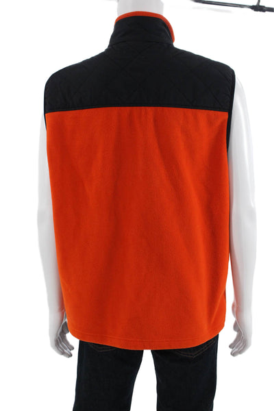 G.H. Bass and Co. Mens Coloblock Zipped Mock Neck Puffer Vest Orange Size L