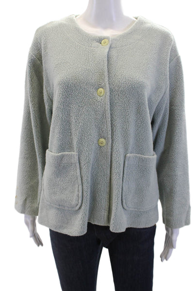 Garnet Hill Womens Cotton Blend Button Up Jacket Light Blue Size M