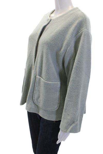Garnet Hill Womens Cotton Blend Button Up Jacket Light Blue Size M