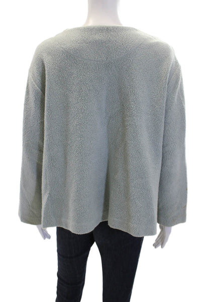 Garnet Hill Womens Cotton Blend Button Up Jacket Light Blue Size M