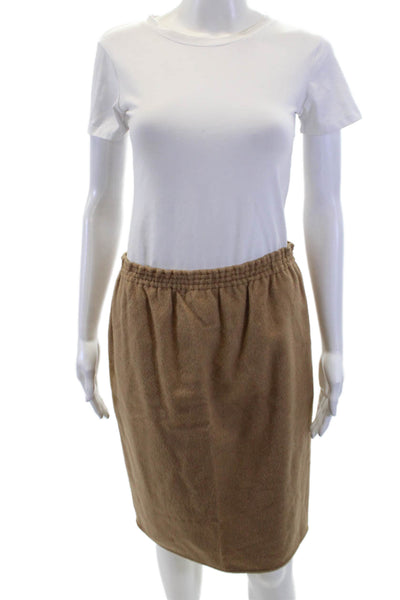 Zoran Womens Elastic Waist Knee Length Skirt Brown Size S