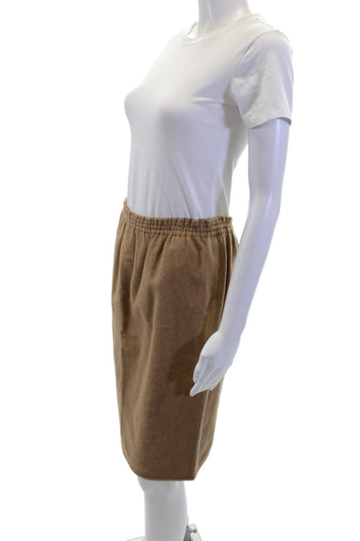Zoran Womens Elastic Waist Knee Length Skirt Brown Size S