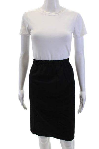 Zoran Womens Elastic Waist Knee Length Skirt Black Size S