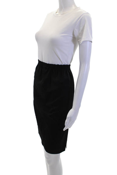 Zoran Womens Elastic Waist Knee Length Skirt Black Size S