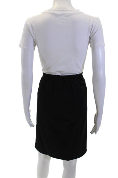 Zoran Womens Elastic Waist Knee Length Skirt Black Size S