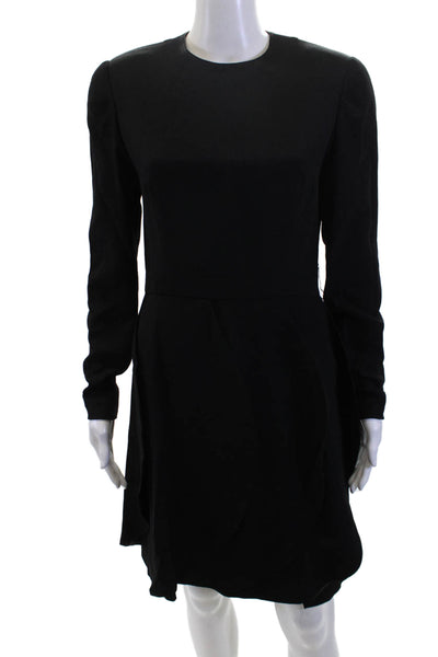 David Hayes Women Sheath Dress Black Long Sleeve Crew Neck Size 8