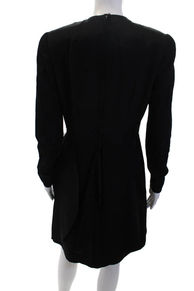 David Hayes Women Sheath Dress Black Long Sleeve Crew Neck Size 8