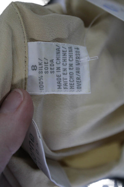 Liz Claiborne Women Beige Silk Button-Up Blouse Short Sleeve 90s Size 8