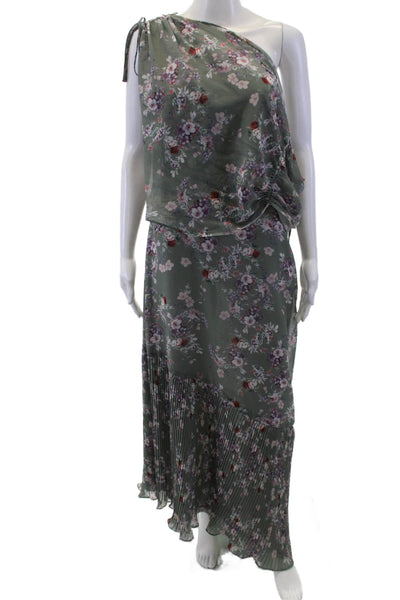 We Are Kindred Women Maxi Green Floral Tie Mid-Calf Sleeveless Dress Size 10
