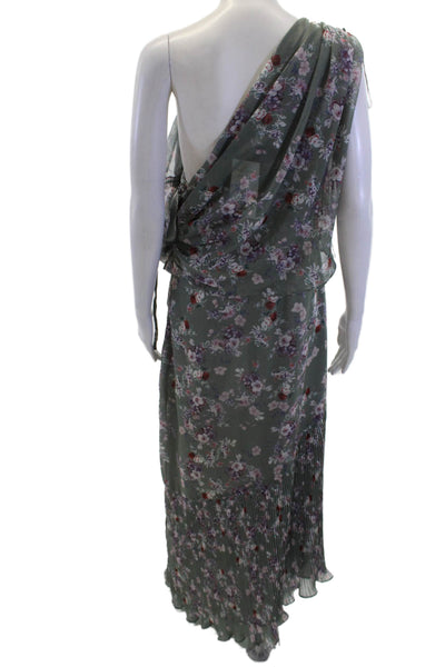 We Are Kindred Women Maxi Green Floral Tie Mid-Calf Sleeveless Dress Size 10