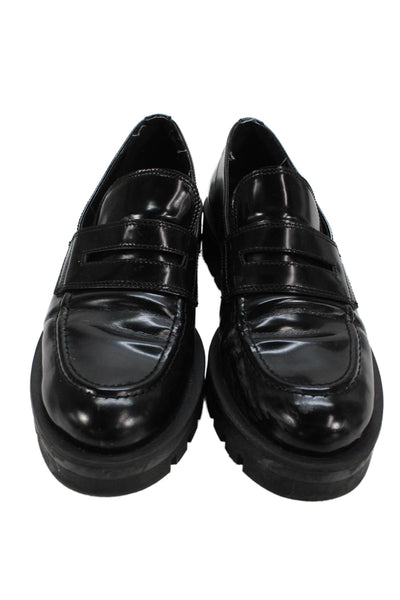 Zara Womens Slip On Loafer Shoes Solid Black Size 10