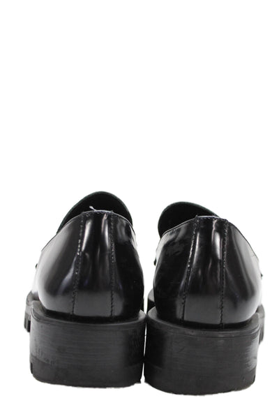 Zara Womens Slip On Loafer Shoes Solid Black Size 10