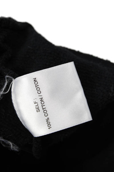 The Westside Womens Long Sleeve Crew Neck Cropped Sweatshirt Black Size Medium