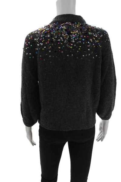 Zara Knit Unisex Pullover Sweater Dark Gray Mock Neck 3/4 Sleeve Size M