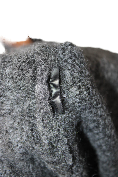 Zara Knit Unisex Pullover Sweater Dark Gray Mock Neck 3/4 Sleeve Size M