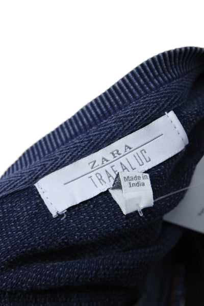 Zara Trafaluc Women Pullover Sweater Dark Blue Cotton Aztec Pattern Size S