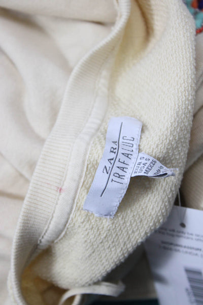 Zara Trafaluc Women Beige Aztec Sweatshirt Round Neck Long Sleeve Size S